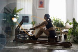 Woman using Ergatta Rower