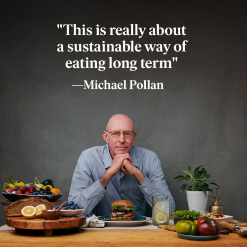 Michael Pollan with healthy food