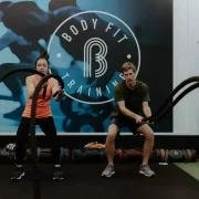 Woman and man exercising at BFT