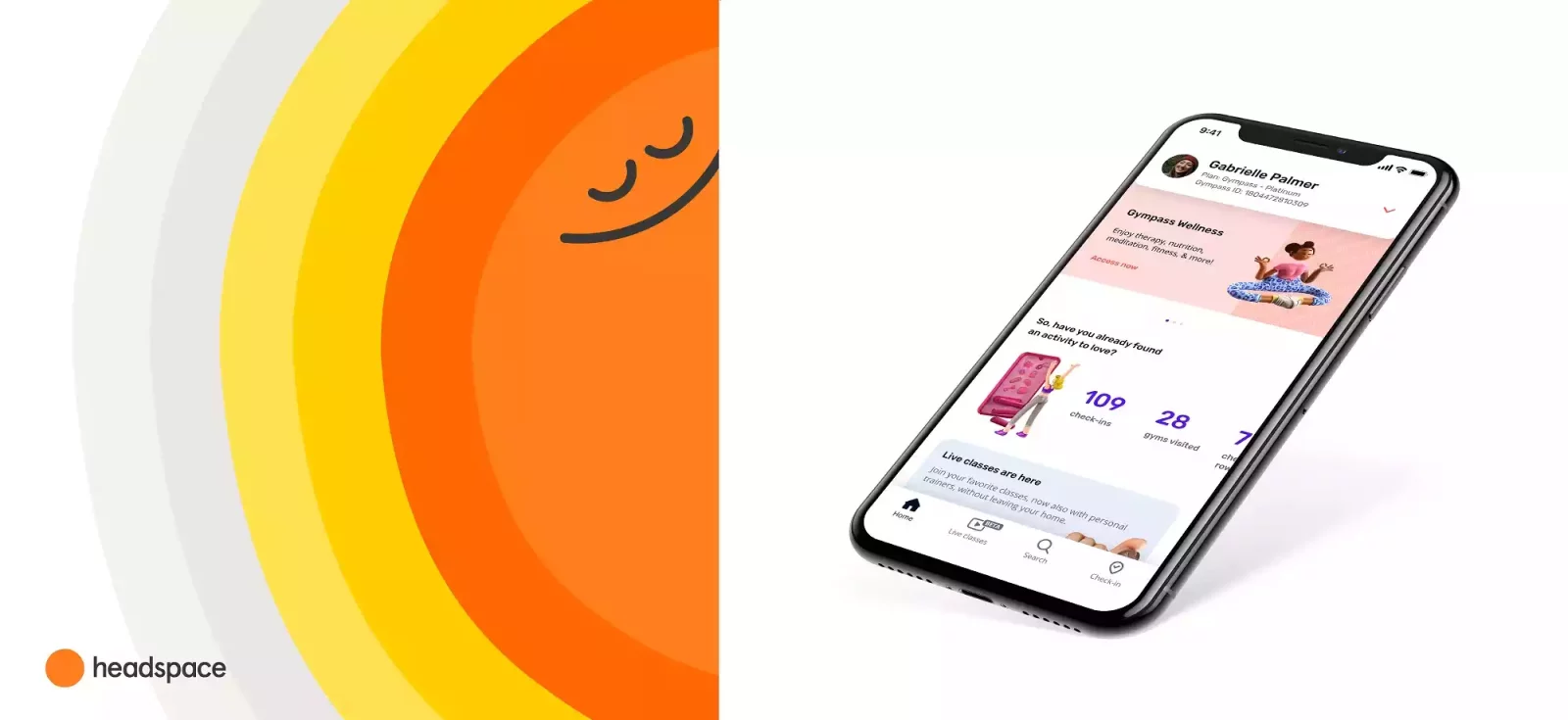 Headspace illustration and Gympass app image