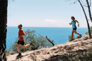 Man and woman walking great outdoors