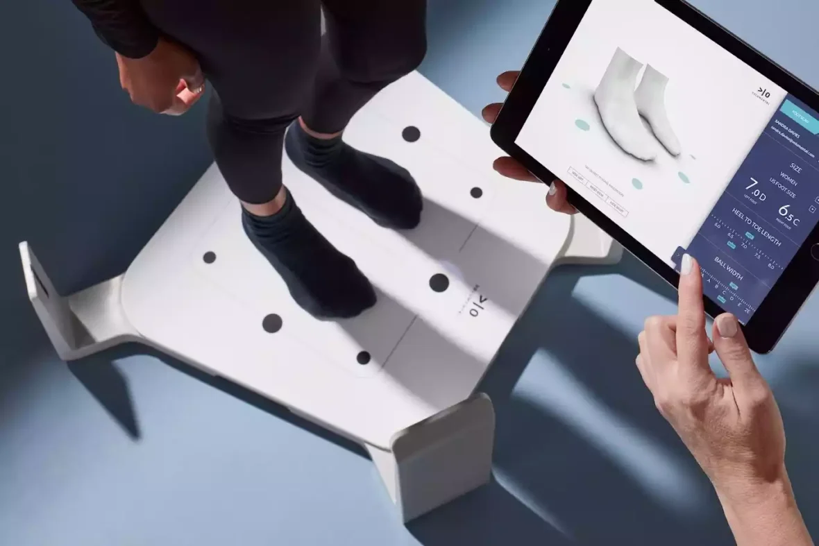 Volumental 3D Foot Scanner being used