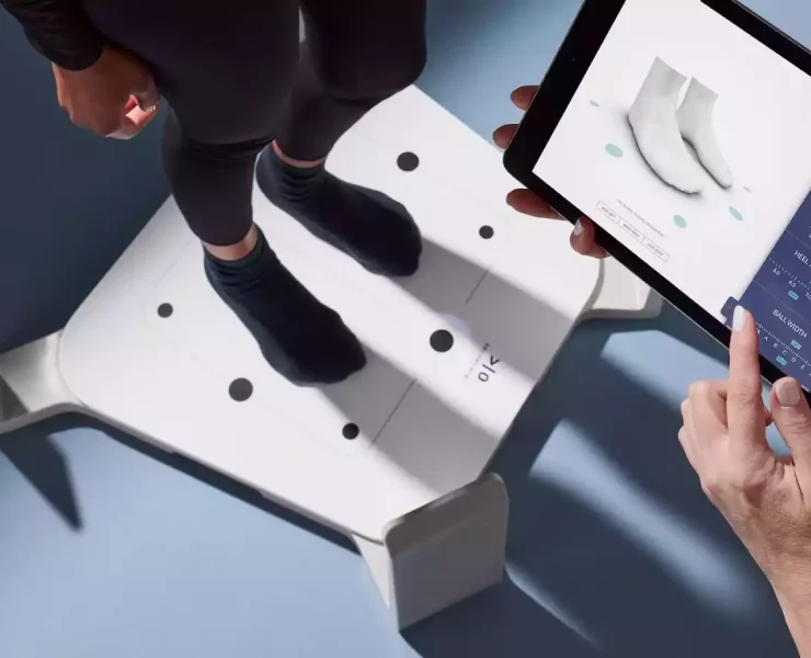 Volumental 3D Foot Scanner being used