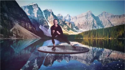 Woman exercising at a scenic location