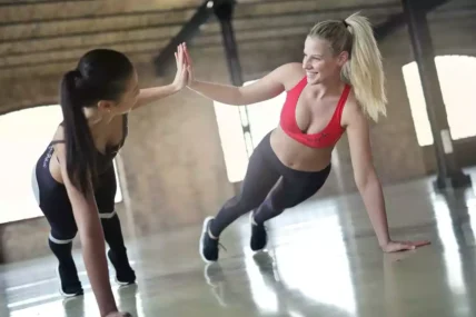 Two women exercising