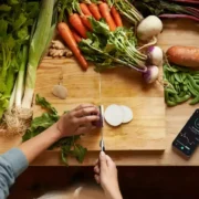 A person cutting vegetables