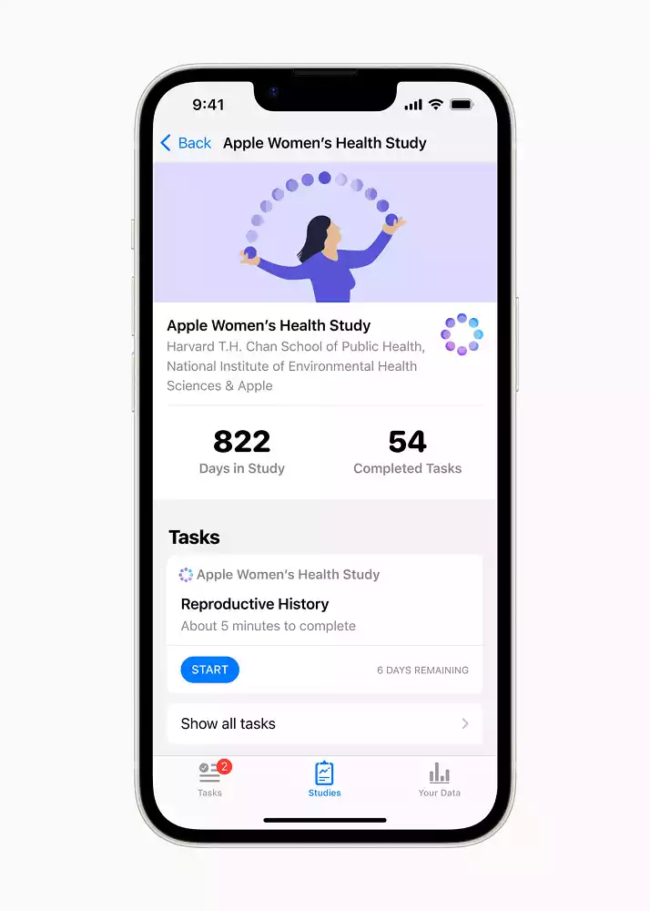 Apple Women's Health Study Research app screenshot