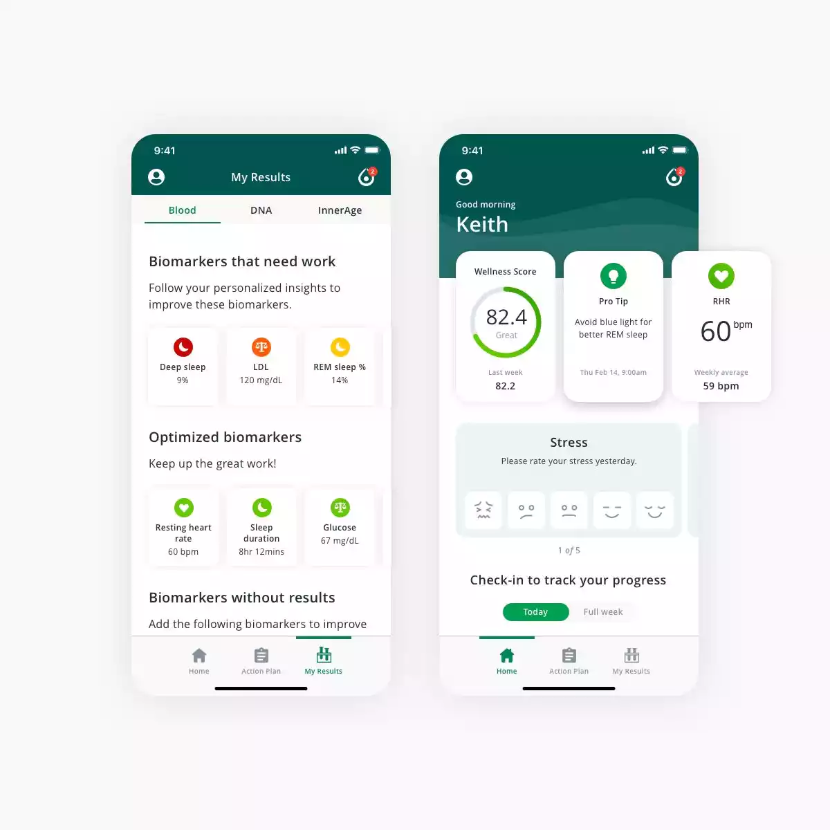 InsideTracker biomarkers app screenshots