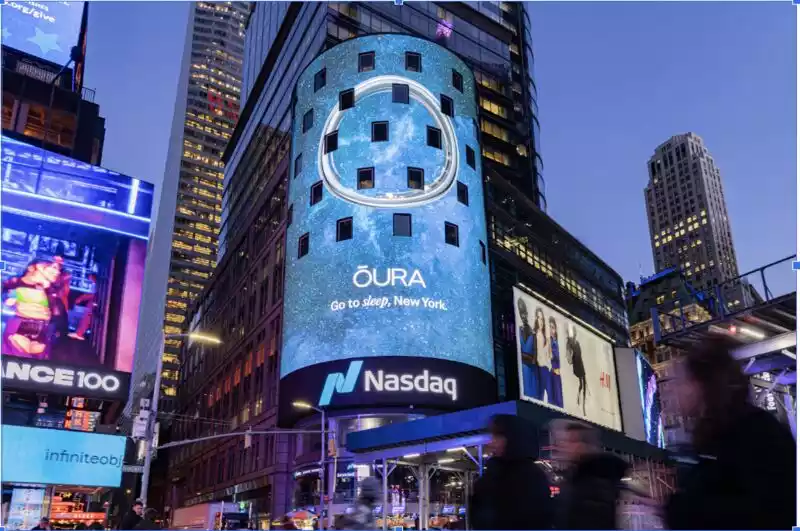 Oura ring promotion on the Times Square screen