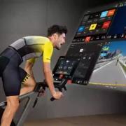 Man using Technogym smart bike Ride