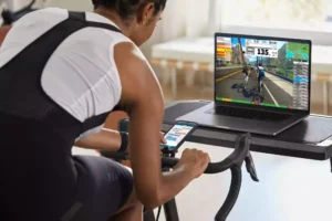 Woman using Zwift