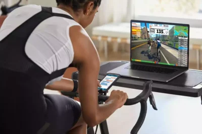 Woman using Zwift