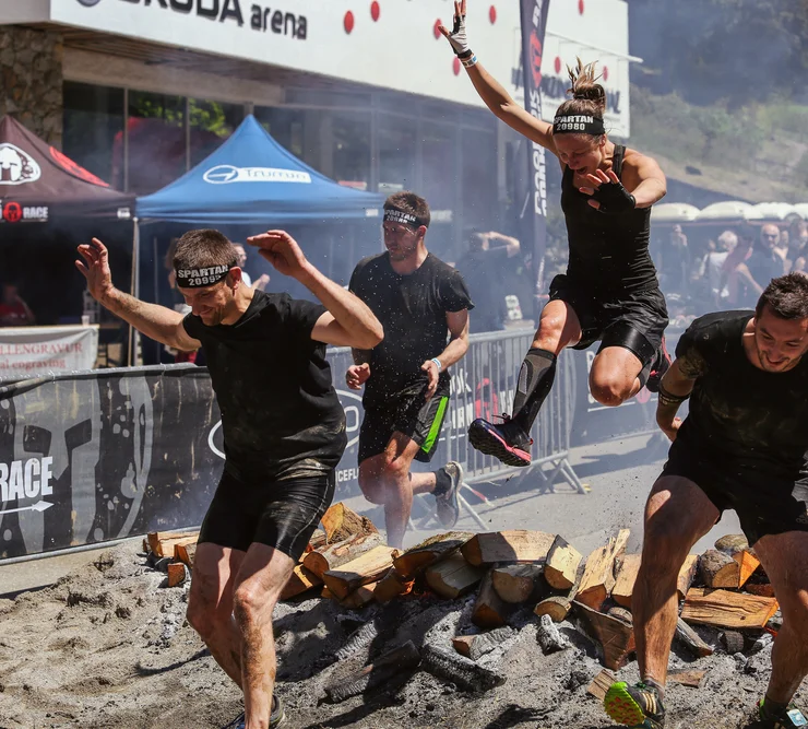 men compete in a Spartan Race obstacle course