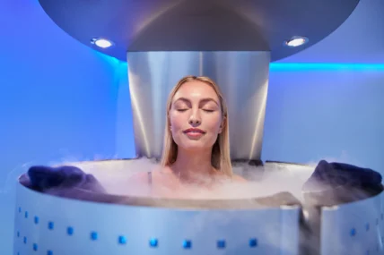Woman getting cryotherapy