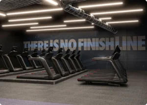 Treadmills inside a Nike Studios location