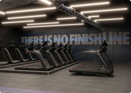 Treadmills inside a Nike Studios location