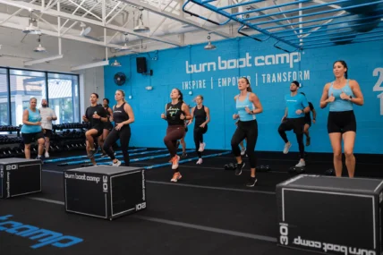 people work out inside a Burn Boot Camp