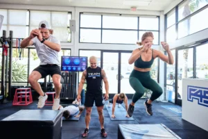 People working out in gym