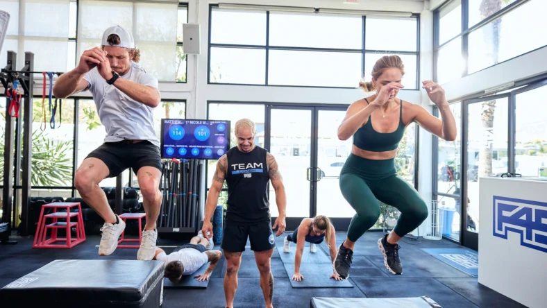 People working out in gym
