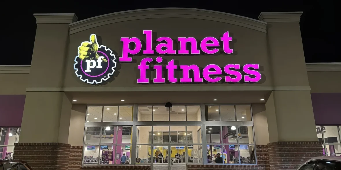an image of the exterior of a Planet Fitness