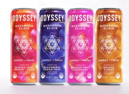Odyssey mushroom-infused drink cans