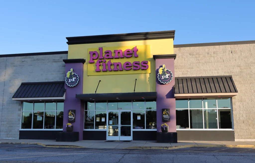 exterior shot of a Planet Fitness gym