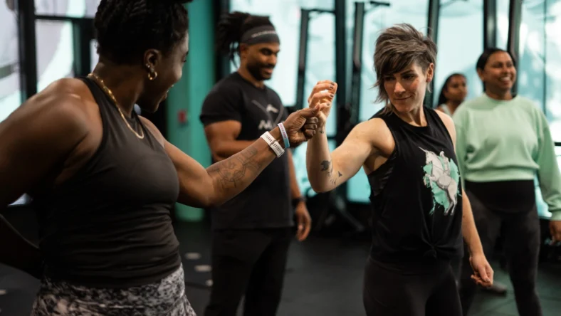 People connecting during a workout