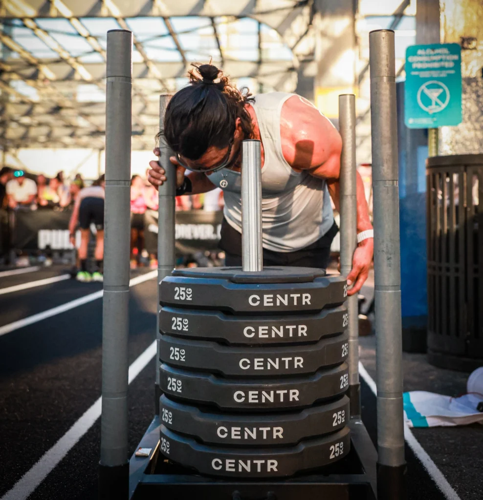 Centr weight plates at a Hyrox event