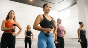 Group of women in strength training class