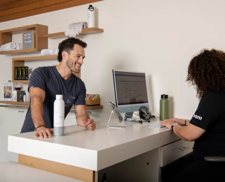 person checking into fitness facility