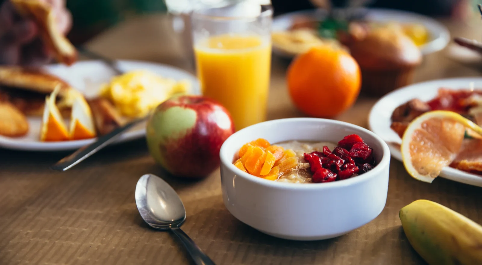 food on a table, breakfast items