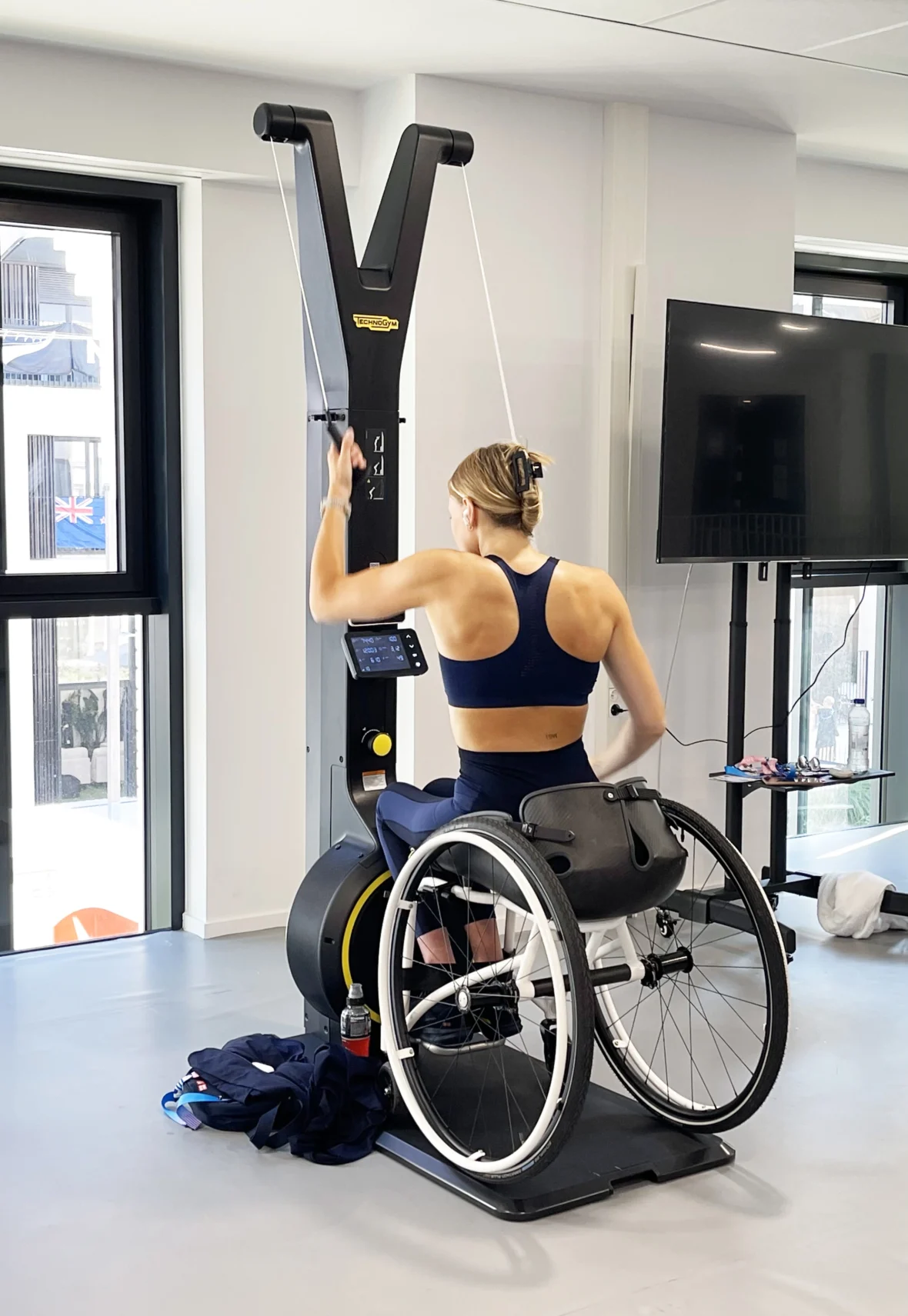 Paralympics athlete working out