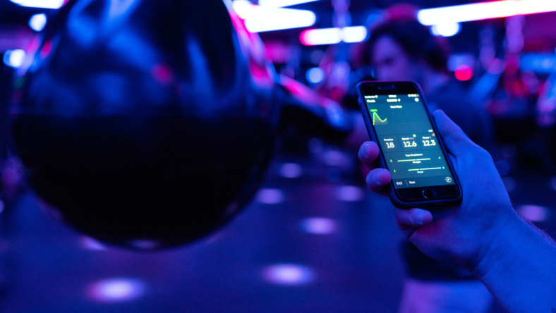 Person using app in gym