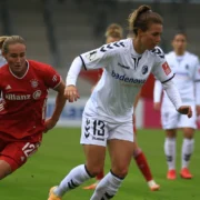 Women playing soccer