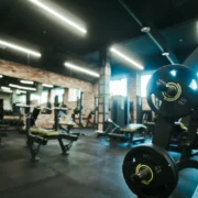 Inside of a gym, equipment