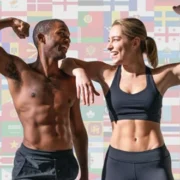 man and woman flexing