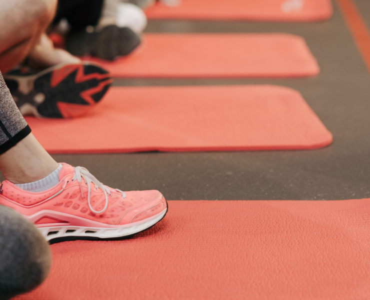 Shoes on mats