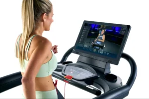 woman on Echelon connected fitness treadmill
