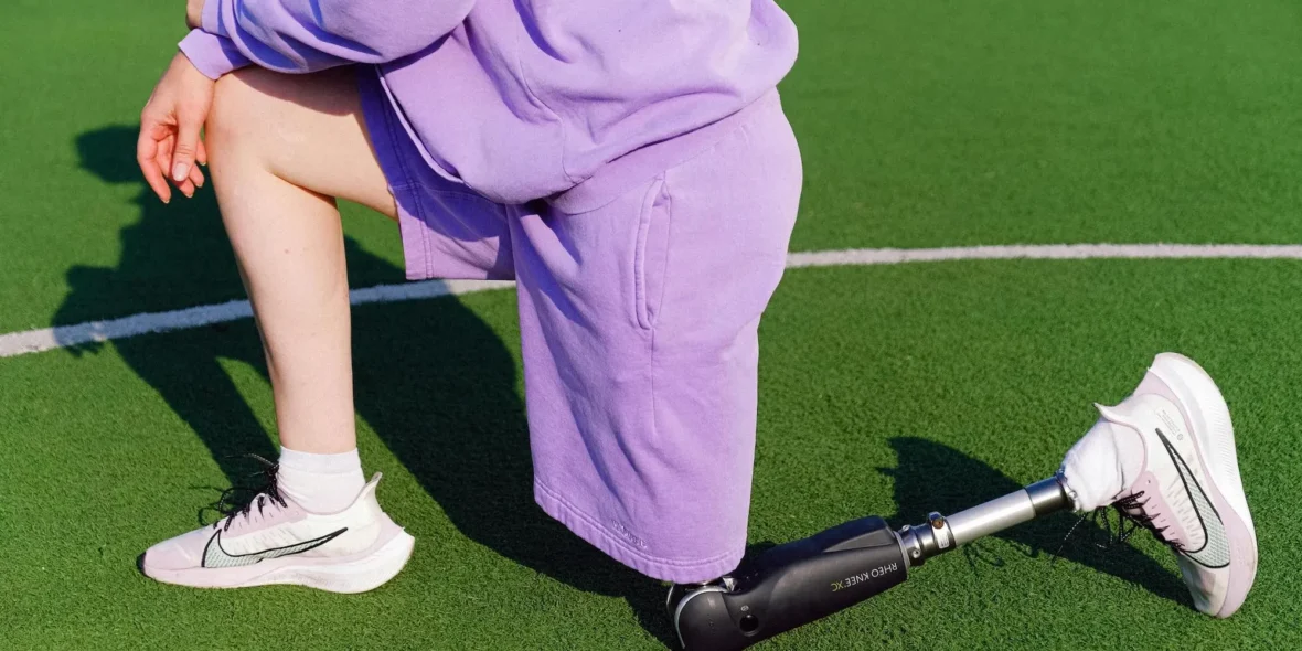 amputee athlete stretching