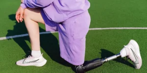 amputee athlete stretching