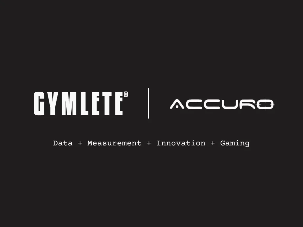 a text-based logo announcing the Gymlete and Accuro partnership