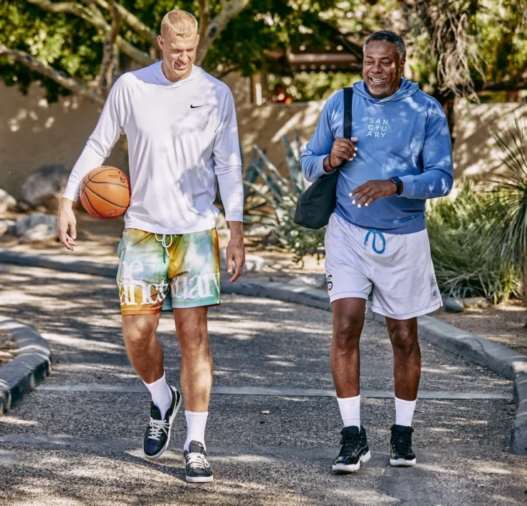 Two NBA players walk together at Canyon Ranch in Tucson, Arizona