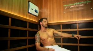 Hot man in sauna
