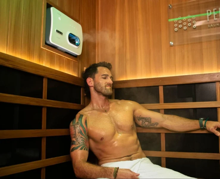 Hot man in sauna