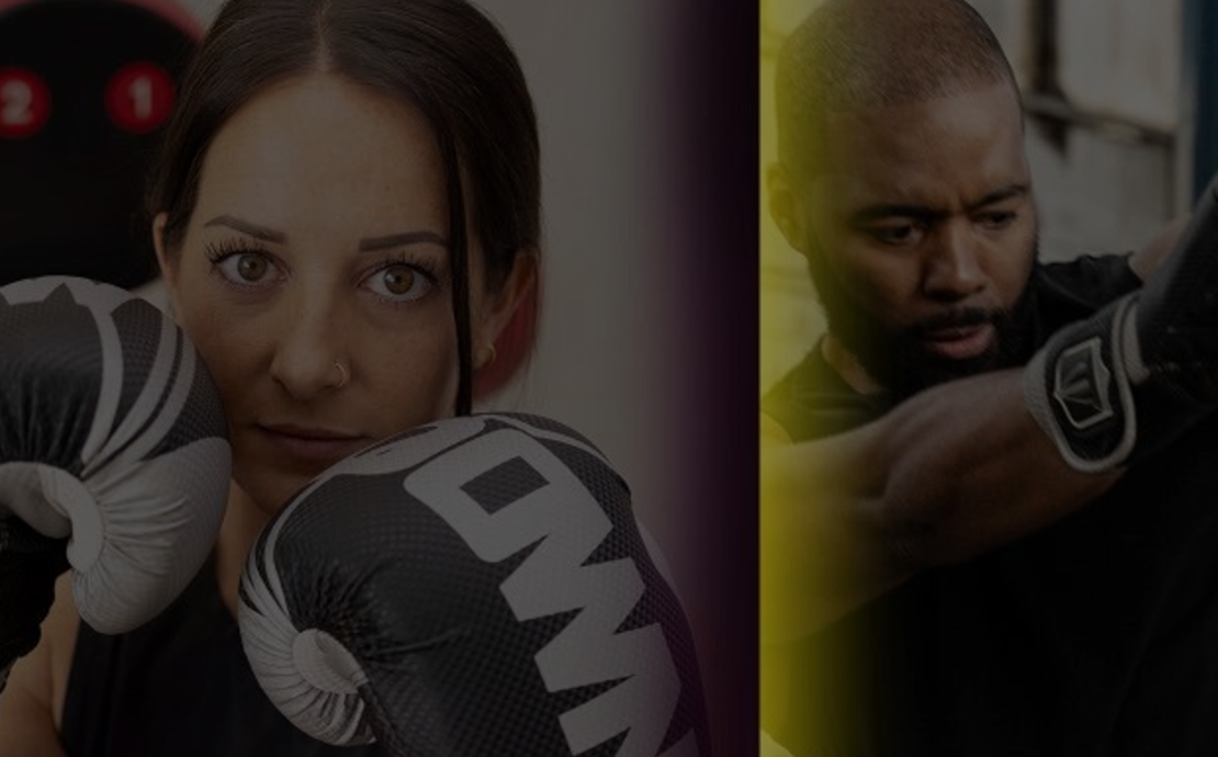 an image promoting the new fitness app Transform showing a female and a male boxing and working out