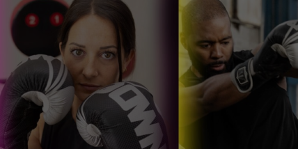 an image promoting the new fitness app Transform showing a female and a male boxing and working out