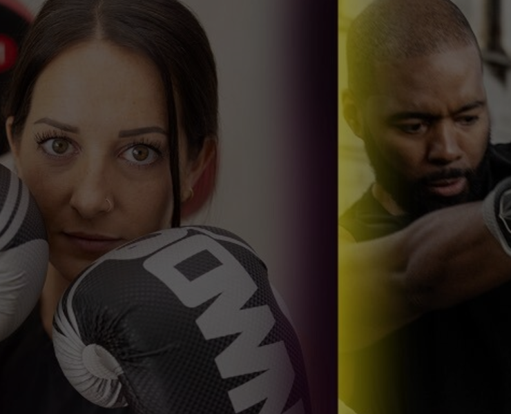 an image promoting the new fitness app Transform showing a female and a male boxing and working out