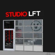 rendering of a STUDIO LFT class entrance at Vasa Fitness