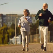 Older people running outside