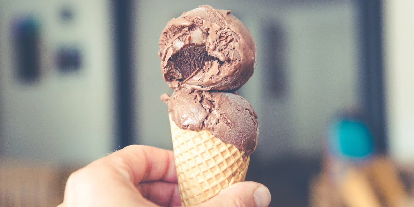 an image of a chocolate ice cream cone